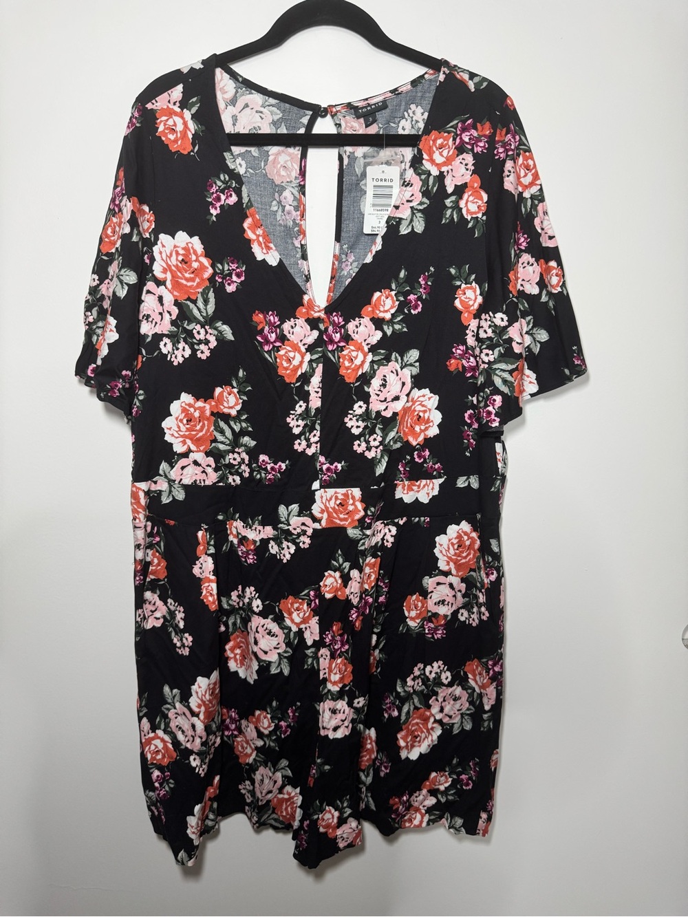 NWT Torrid Black Floral Challis Lightweight Romper Size 3 22/24 3X